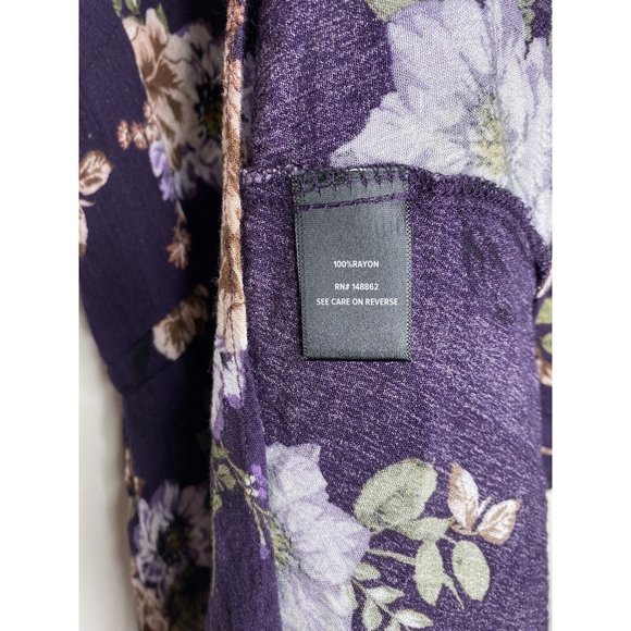 Torrid Tunic Size 00 10/M/L Women's Dark Purple Floral Gauze Babydoll Tunic - Picture 7 of 7